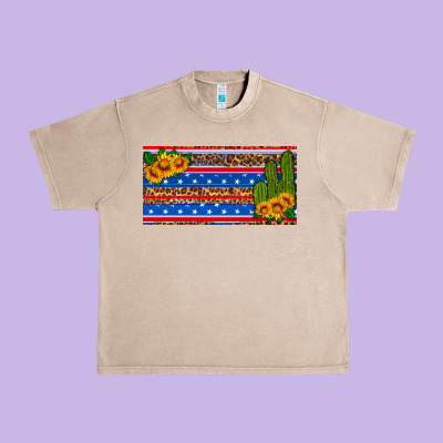 Usa Sunflower And Cactus License Plate Urban Heavy Tee Designed By Hra Design Shop