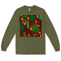 Army Green christmas trees seamless pattern Long Sleeve Tee - BundleAndBundleShop