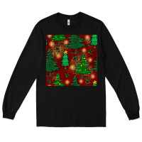 Black christmas trees seamless pattern Long Sleeve Tee - BundleAndBundleShop