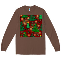 Chestnut christmas trees seamless pattern Long Sleeve Tee - BundleAndBundleShop