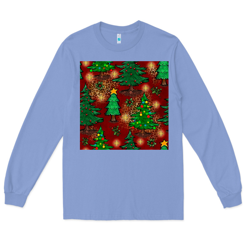Christmas Trees Seamless Pattern Long Sleeve Tee by BundleAndBundleShop | Teevron