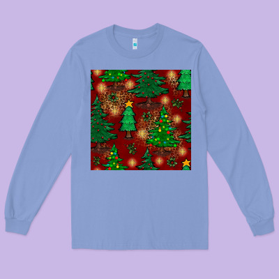 Christmas Trees Seamless Pattern Long Sleeve Tee Designed By Bundleandbundleshop