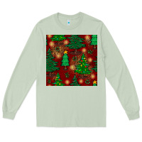 Matcha christmas trees seamless pattern Long Sleeve Tee - BundleAndBundleShop