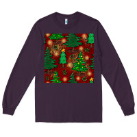 Plum christmas trees seamless pattern Long Sleeve Tee - BundleAndBundleShop