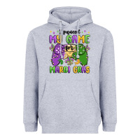 Heather Grey i paused my game for mardi gras Heavyweight Hoodie - MaliasSmallBusiness