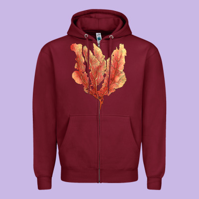 Pink Venus Fan Sea Coral Zipper Hoodie Designed By Lillyallendesigns