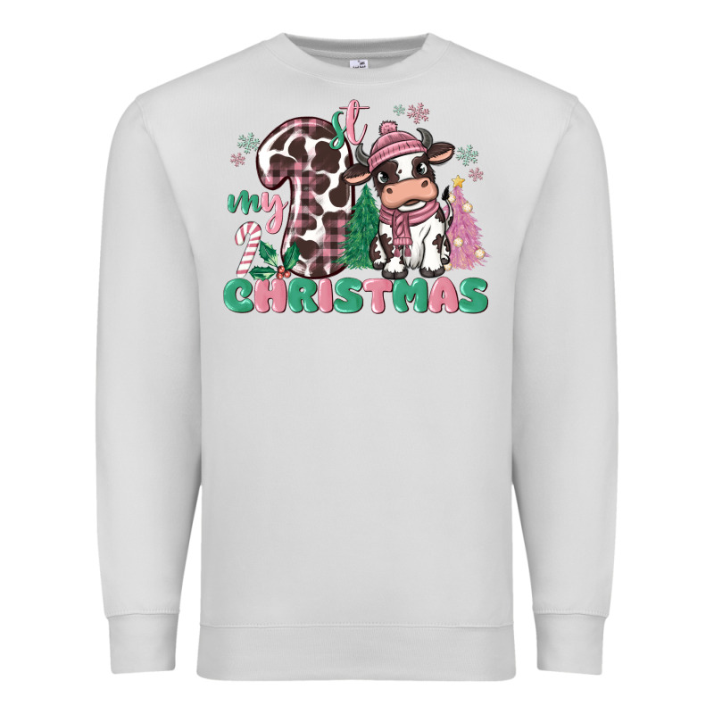 My First Christmas Cow Premium Sweatshirt by MaliasSmallBusiness | Teevron