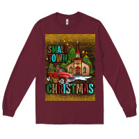 Burgundy small town christmas church Long Sleeve Tee - AdoDesignShop