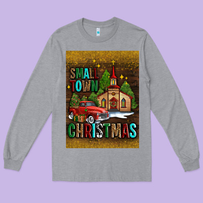 Small Town Christmas Church Long Sleeve Tee Designed By Adodesignshop