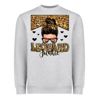 Heather Grey leopard junkie messy bun Heavyweight Sweatshirt - Zillion Design Studio