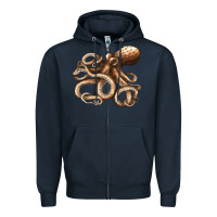 Navy octopus Zipper Hoodie - LillyAllenDesigns
