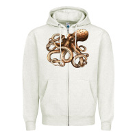 Oatmeal Heather octopus Zipper Hoodie - LillyAllenDesigns