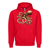 Red octopus Zipper Hoodie - LillyAllenDesigns