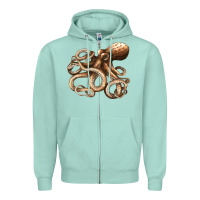Seafoam octopus Zipper Hoodie - LillyAllenDesigns