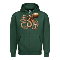 Sports Green octopus Zipper Hoodie - LillyAllenDesigns