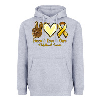 Heather Grey Peace love cure Bone Cancer Heavyweight Hoodie - NancyCooperArtShop