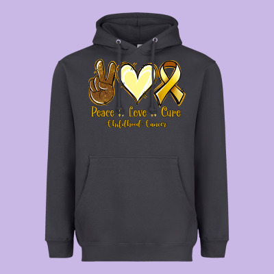Peace Love Cure Bone Cancer Heavyweight Hoodie Designed By Nancycooperartshop