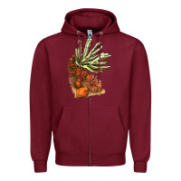 Burgundy Coral Reef Zipper Hoodie - LillyAllenDesigns