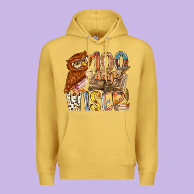 100 Days Wiser Premium Hoodie Designed By Racoondesign