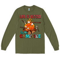 Army Green life is better by the campfire with marshmallows Long Sleeve Tee - AdoDesignShop