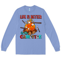 Colony Blue life is better by the campfire with marshmallows Long Sleeve Tee - AdoDesignShop
