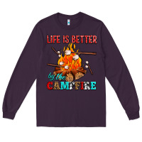 Plum life is better by the campfire with marshmallows Long Sleeve Tee - AdoDesignShop