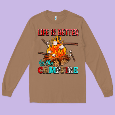 Life Is Better By The Campfire With Marshmallows Long Sleeve Tee Designed By Adodesignshop