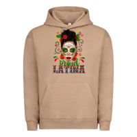 Pigment Burro Proud Latina Skull Girl Messy Bun Urban Hoodie - texasbilliewilder