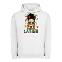 Pigment Lunar Rock Proud Latina Skull Girl Messy Bun Urban Hoodie - texasbilliewilder