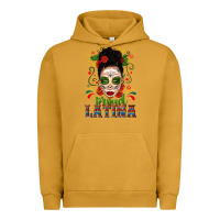 Pigment Peanut Butter Proud Latina Skull Girl Messy Bun Urban Hoodie - texasbilliewilder