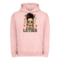 Proud Latina Skull Girl Messy Bun Urban Hoodie | Teevron