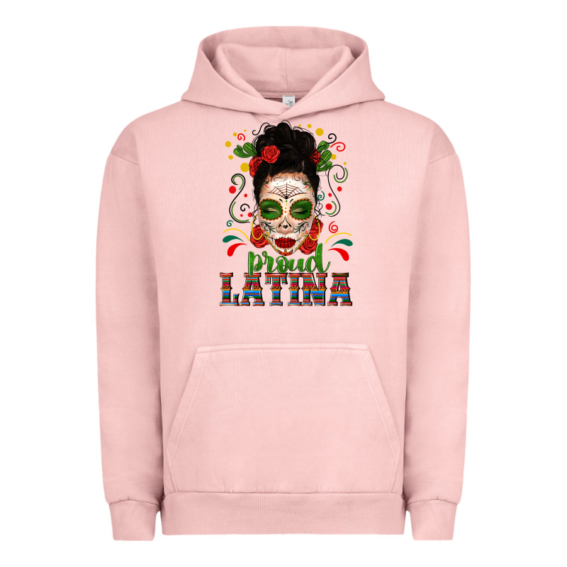 Proud Latina Skull Girl Messy Bun Urban Hoodie by texasbilliewilder | Teevron
