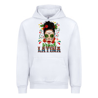 White Proud Latina Skull Girl Messy Bun Urban Hoodie - texasbilliewilder