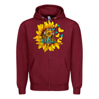 Burgundy western sunflower  cross believe Zipper Hoodie - BarkalooDesign