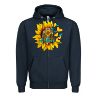 Navy western sunflower  cross believe Zipper Hoodie - BarkalooDesign
