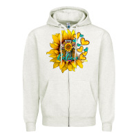 Oatmeal Heather western sunflower  cross believe Zipper Hoodie - BarkalooDesign