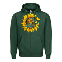 Sports Green western sunflower  cross believe Zipper Hoodie - BarkalooDesign