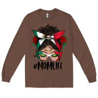Chestnut mexican mom life messy bun mama Long Sleeve Tee - BundleAndBundleShop