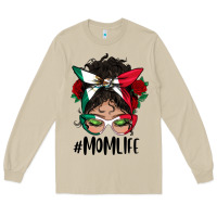 Mushroom mexican mom life messy bun mama Long Sleeve Tee - BundleAndBundleShop