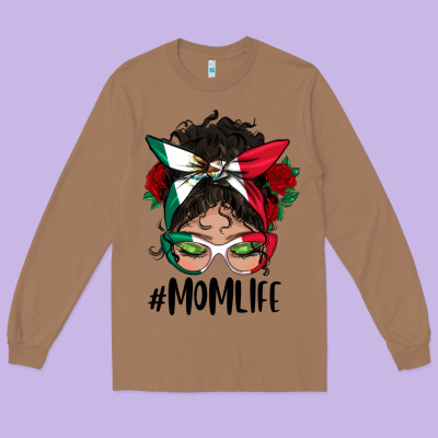 Mexican Mom Life Messy Bun Mama Long Sleeve Tee Designed By Bundleandbundleshop