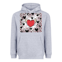 Heather Grey valentine's day hearts Heavyweight Hoodie - MaliasSmallBusiness
