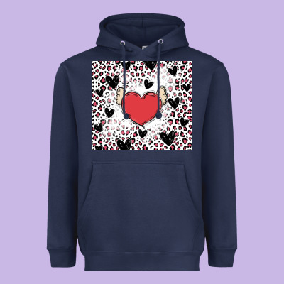 Valentine's Day Hearts Heavyweight Hoodie Designed By Maliassmallbusiness
