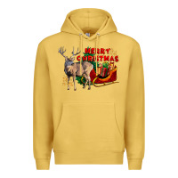 Antique Gold Merry Christmas Deer Premium Hoodie - LillyAllenDesigns