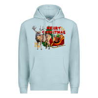 Blue Mist Merry Christmas Deer Premium Hoodie - LillyAllenDesigns