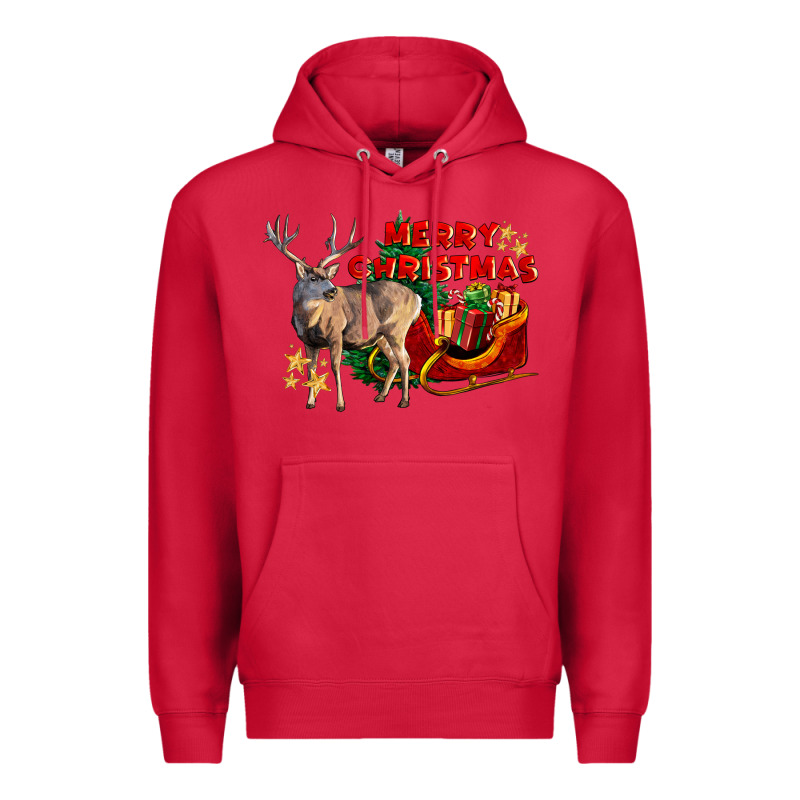Merry Christmas Deer Premium Hoodie by LillyAllenDesigns | Teevron