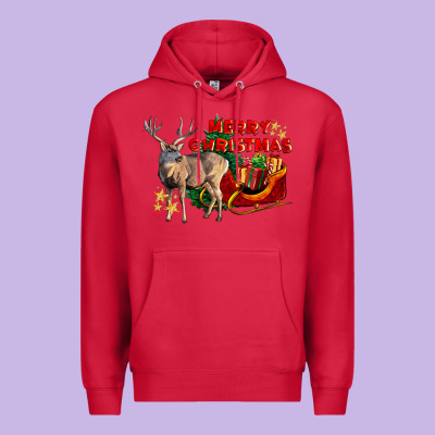 Merry Christmas Deer Premium Hoodie Designed By Lillyallendesigns