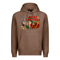 Chestnut Merry Christmas Deer Premium Hoodie - LillyAllenDesigns