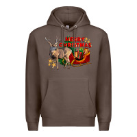 Coffee Merry Christmas Deer Premium Hoodie - LillyAllenDesigns