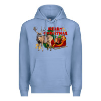 Colony Blue Merry Christmas Deer Premium Hoodie - LillyAllenDesigns