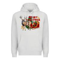 Dove Grey Merry Christmas Deer Premium Hoodie - LillyAllenDesigns